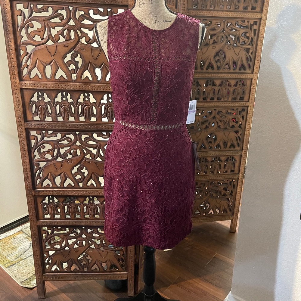 City Studios Juniors’ Glitter Lace Bodycon Dress